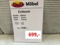 Eckbank Cord beige 244x157 cm - Bild 4
