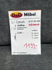 Zehdenick Ecksofa Federkern Anthrazit mit Hocker - Bild 3