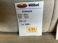 Eckbank Cord beige 244x157 cm - Bild 2