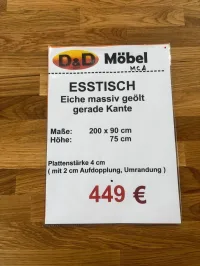 Esstisch Eiche massiv geölt 200x90 cm - Bild 4