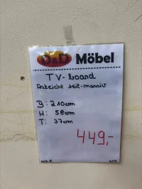 TV-Lowboard Asteiche teilmassiv 210x37x58cm - Bild 3