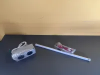 LED Aufsatzleuchte silberfarben 40 cm mit Steckdose - Bild 2