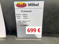 Eckbank Anthrazit Leder-Optik 249x175 cm - Bild 2