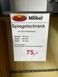 Badmöbel Spiegelschrank LED grau 70x21x64 cm - Bild 3