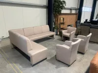 Eckbank Beige Strukturstoff 264x197 cm + 3 Sessel - Bild 3
