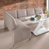 Eckbank Beige Strukturstoff 264x197 cm + 3 Sessel - Bild 5