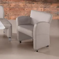 Eckbank Beige Strukturstoff 264x197 cm + 3 Sessel - Bild 11