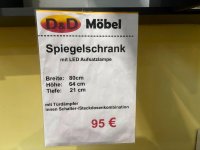 80 cm Spiegelschrank mit LED-Lampe - Badmöbel - Bild 3