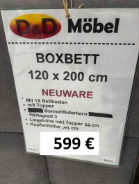 Boxspringbett 120x200 mit Bettkasten & Topper - Bild 3