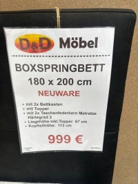 Boxspringbett 180x200 mit Topper & 2x Bettkasten - Bild 3