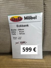 Elegante Polster-Eckbank in Cordstoff Beige - Bild 2