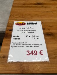 Esstisch Eiche massiv 140x90 cm - Bild 3