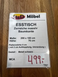 Esstisch 200x100 cm Zerreiche massiv mit Baumkante - Bild 3