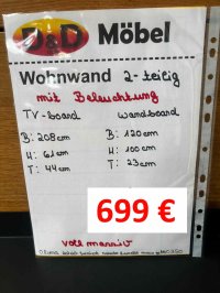 2-tlg. Wohnwand Asteiche teilmassiv mit LED - Bild 3