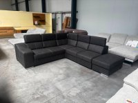 Ecksofa mit 6x Kopfverstellung - Schwarz Microvelour - Bild 2