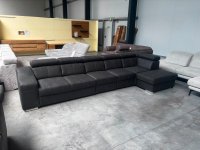 Ecksofa mit 6x Kopfverstellung - Schwarz Microvelour - Bild 4