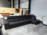 Ecksofa mit 6x Kopfverstellung - Schwarz Microvelour - Bild 5