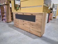 Sideboard Alteiche teilmassiv mit Grauglasfront - Bild 1
