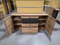 Sideboard Alteiche teilmassiv mit Grauglasfront - Bild 2