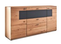Sideboard Alteiche teilmassiv mit Grauglasfront - Bild 6