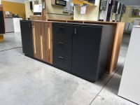 Sideboard mit LED-Beleuchtung – 196 cm, Grau-Matt Eiche - Bild 1