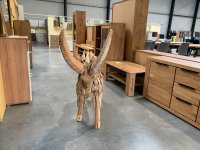 Teak-Holz-Skulptur Steinbock – Handgefertigtes Unikat - Bild 2