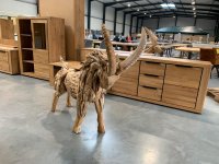 Teak-Holz-Skulptur Steinbock – Handgefertigtes Unikat - Bild 3