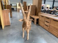 Teakholz-Skulptur Ziegenbock – Handarbeit - Bild 2
