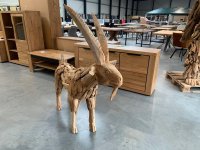 Teakholz-Skulptur Ziegenbock – Handarbeit - Bild 4