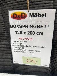 Boxspringbett 120x200 cm mit Bettkasten & Topper - Bild 3