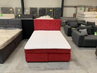 Boxspringbett 140x200 cm mit Topper – Rot Webstoff - Bild 1