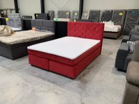 Boxspringbett 140x200 cm mit Topper – Rot Webstoff - Bild 4