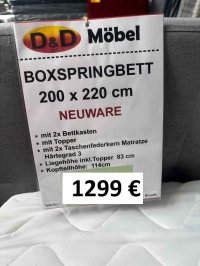 XXL Boxspringbett 200x220 cm mit Topper & 2 Bettkästen - Bild 3