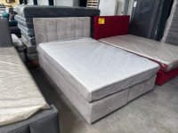 Boxspringbett 140x200 cm, Cord Grau, H3, Topper - Bild 1