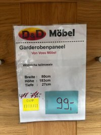 Hänge-Garderobenpaneel Wildeiche teilmassiv - Bild 3