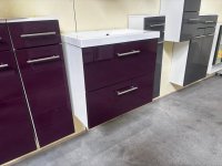 Waschtisch mit Aufsatzwaschbecken weiß/aubergine - Bild 1