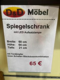 60 cm Spiegelschrank mit LED-Lampe - Badmöbel - Bild 3