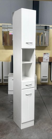 Bad-Hochschrank Weiß Matt Holzoptik 25x34x190 cm - Bild 1