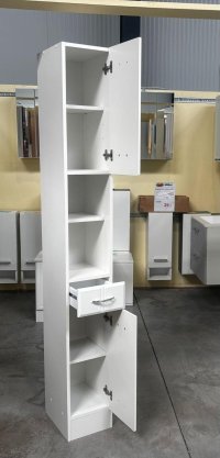 Bad-Hochschrank Weiß Matt Holzoptik 25x34x190 cm - Bild 2