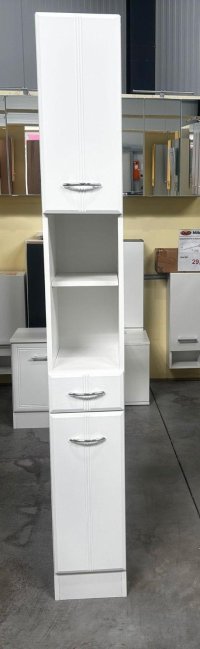 Bad-Hochschrank Weiß Matt Holzoptik 25x34x190 cm - Bild 4