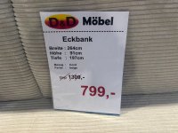 Elegante Eckbank Cord Beige 264x197 cm – FSC Massivholz - Bild 2