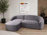 Ecksofa in Grau mit Samtbezug und Wellenfederung - Bild 1