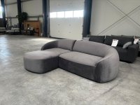 Ecksofa in Grau mit Samtbezug und Wellenfederung - Bild 2