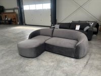 Ecksofa in Grau mit Samtbezug und Wellenfederung - Bild 4