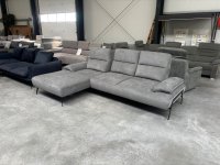 Ecksofa mit Sitztiefenverstellung – Velours Grau - Bild 2