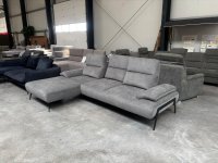 Ecksofa mit Sitztiefenverstellung – Velours Grau - Bild 4