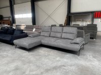 Ecksofa mit Sitztiefenverstellung – Velours Grau - Bild 5