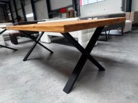 Esstisch 200x100 cm Eiche massiv mit X-Gestell - Bild 2