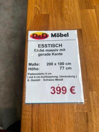 Esstisch 200x100 cm Eiche massiv mit X-Gestell - Bild 3