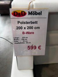 Designer Polsterbett 200x200 cm mit LED-Beleuchtung - Bild 2